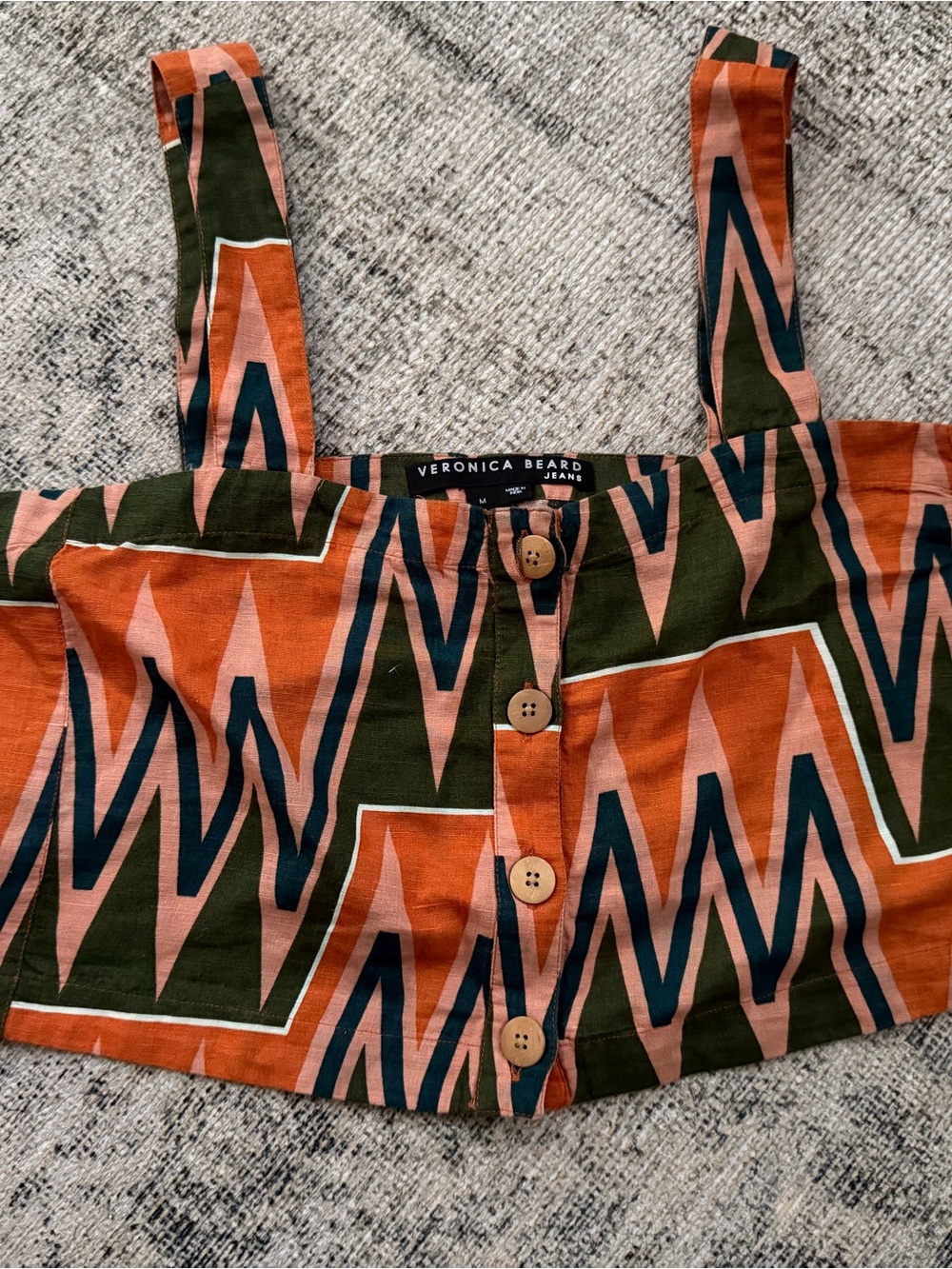 Veronica Beard Striped Crop Top - Orange, Olive & Teal